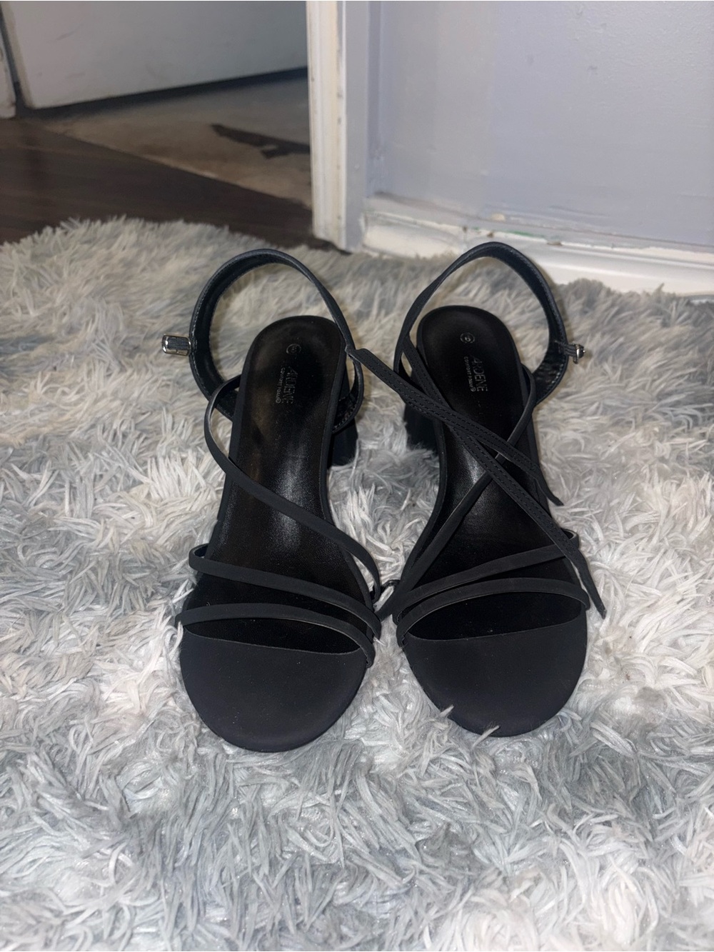 Ardene Black Strappy Block Heel Sandals NEW